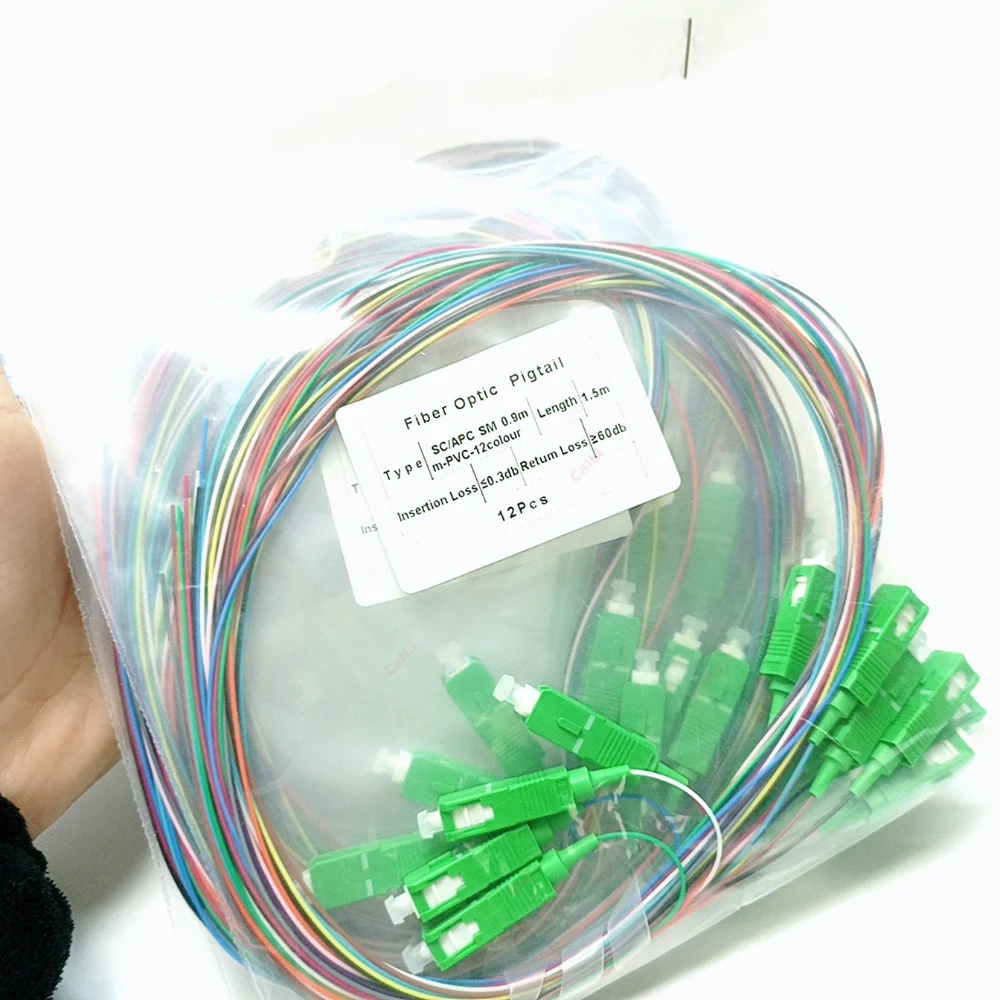 12 Colored SC/APC/UPC Fiber Optical Colorful Pigtail LAZH Simplex Single Mode 0.9mm Quality Factory Price