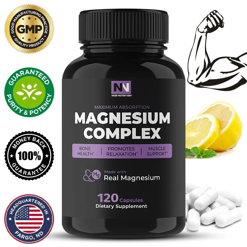 Magnesium Citrate Capsules | for Bone & Muscle Health, Plus Sleep, Relaxation & Stress Support Magnesium Oxide