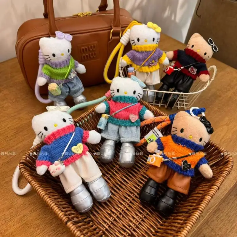 

Sanrio Hellokitty плюшевый кулон Kawaii контрастный свитер очки длинные ноги Kt повседневные брюки сумка с подвеской плюшевый кулон подарок для девочки