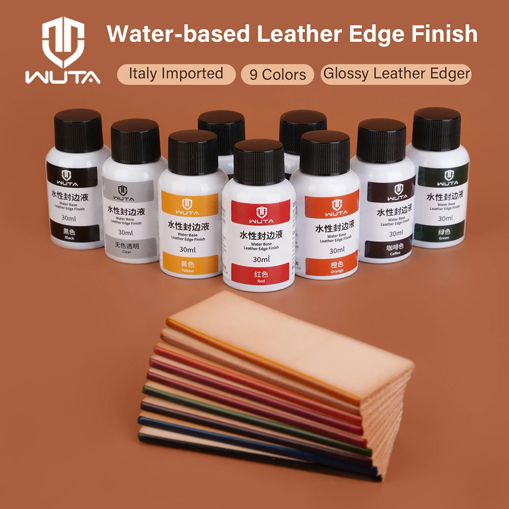 WUTA Acabado de cuero de 30 ml, pintura cuero, acabado de bordes de cuero, líquido sellador de bordes de color, agente de pintura de revestimiento de bordes a base de agua, herramientas de cuero importadas de Italia