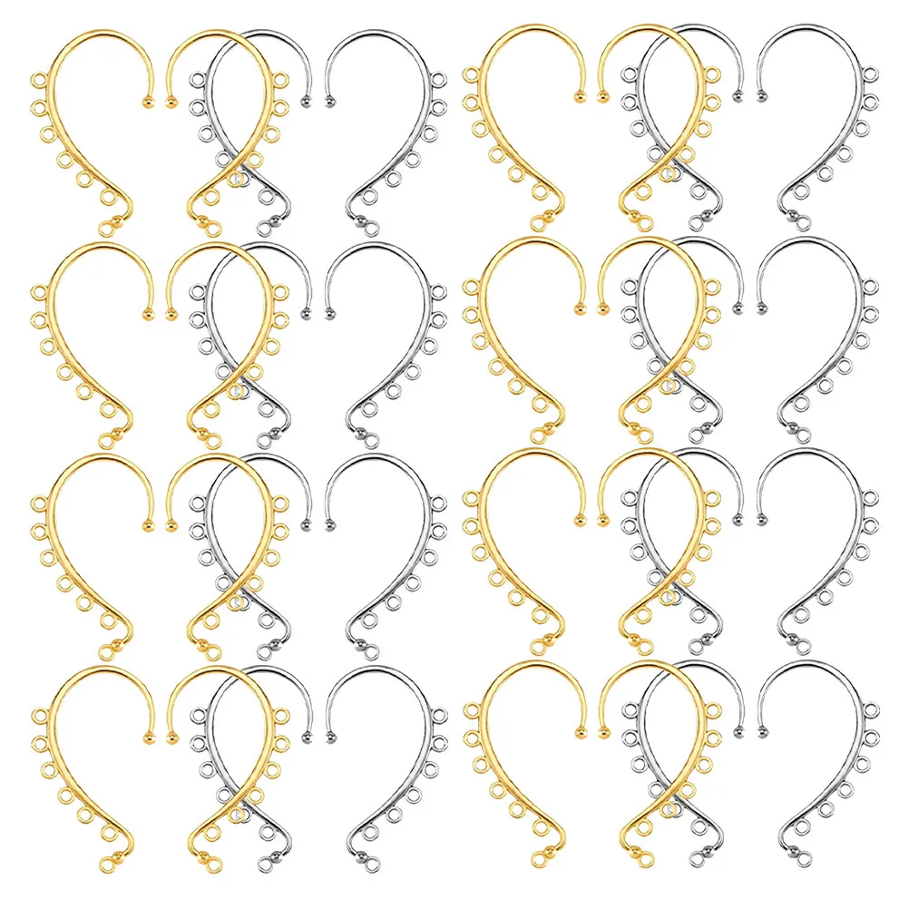 40Pcs DIY Earring Hooks 6 Holes Jewelry Making Findings Non Piercing Ear Cuffs Clip on Earrings Supplies for Women Adults