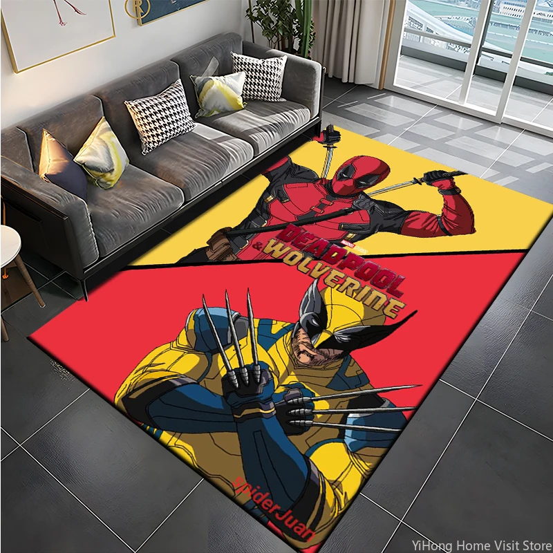 

Marvel Deadpool Wolverine Large Area Rug Carpet Home for Living Room Children Kids Bedroom Sofa Doormat Floor Non-slip Mats