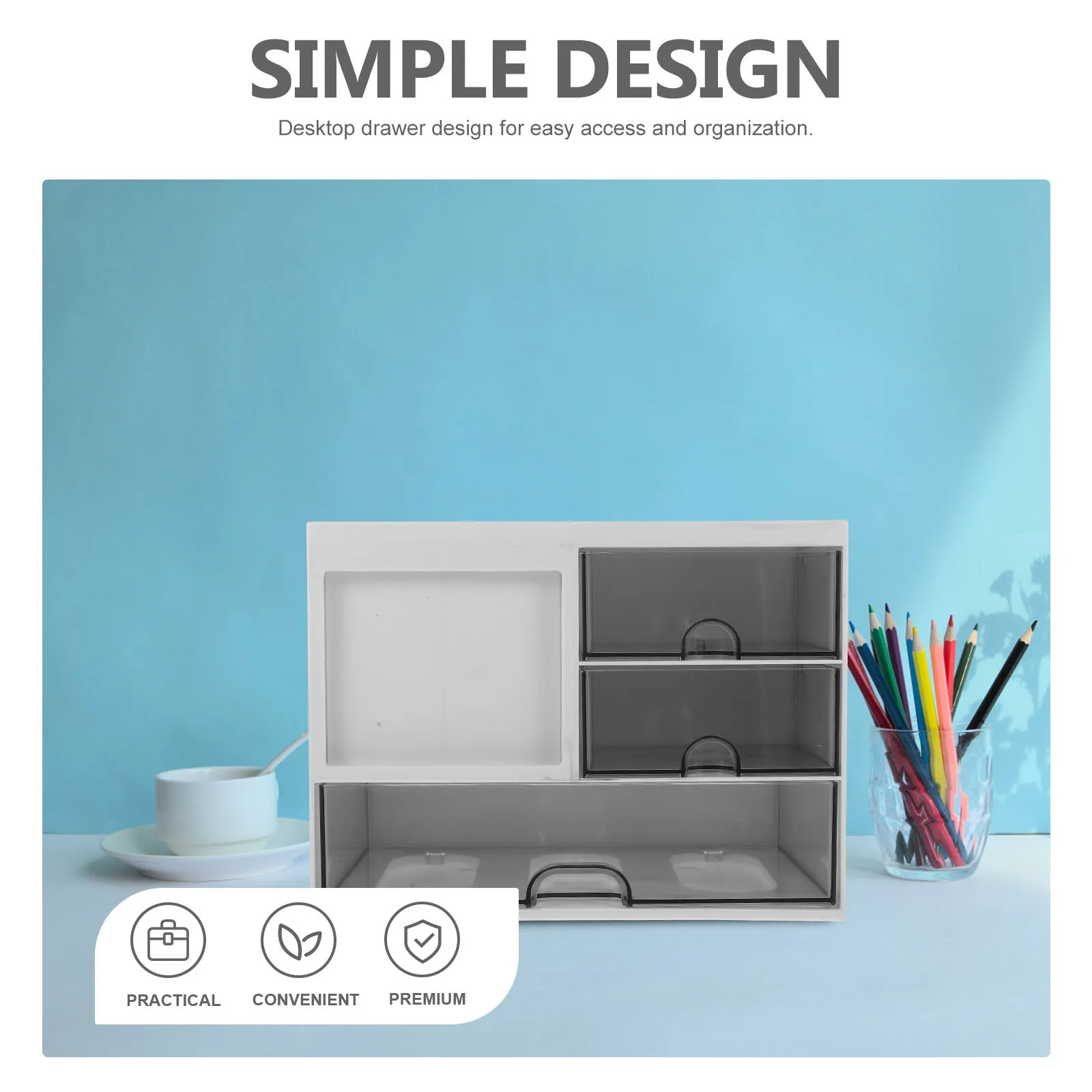 

Desktop Drawer Organizer 3-Tier Storage Box For Office Home Study Room Desktop Organizers Storage Drawers