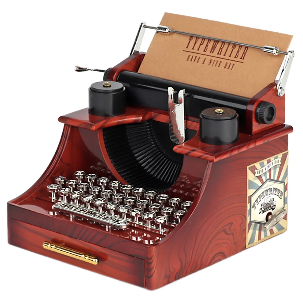 

1pc Plastic Typewriter Music Box Gift Box Retro Desk Adornment Clear Sound Home Office Decoration Educational Toy Gift