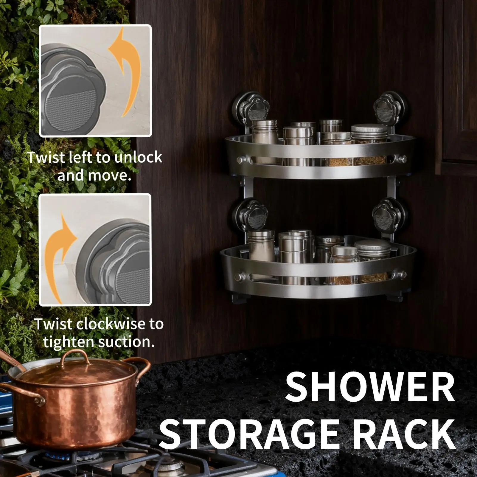 Corner Shelf For Shower 2 Pieces Storage Suction Cup Strong Suction Shower Shelves Corner For Shampoo Sponge Soap Body Wash