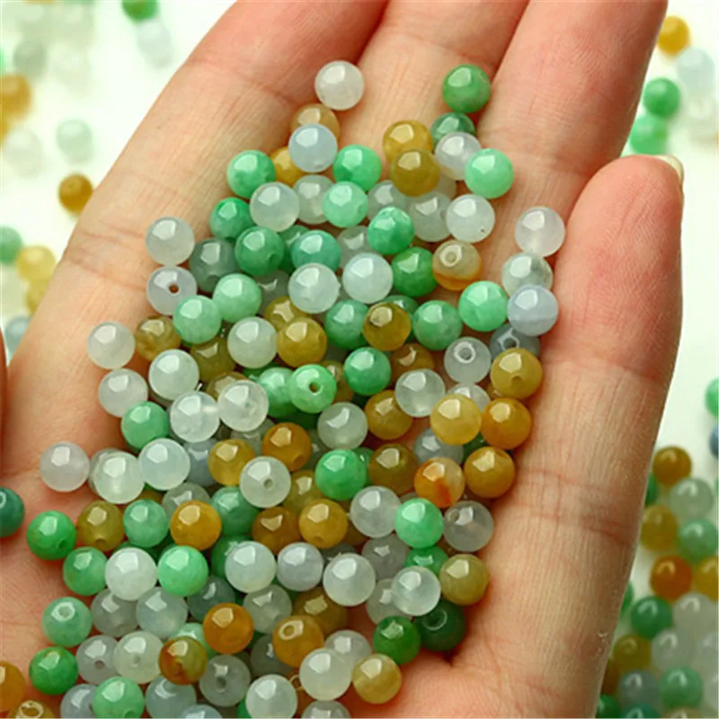 Loose Jade Beads Natural Tricolor Ice-likeaGoods Jade Beads Bracelet Necklacediy8 13mmRound Beads Factory Wholesale