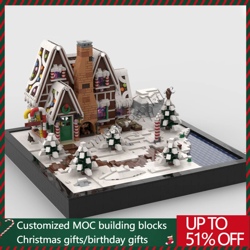 

New 1518 Parts MOC Christmas Series Large Dessert Cabin Building Blocks Bricks Creative Assembly Educational Toys Popular Gifts