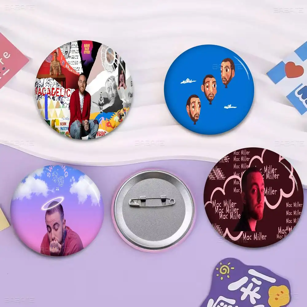 Singer M-Mac Miller Cartoon Brooches Anime Badge Round Handmade Brooch Lapel Pins Jewelry for Backpack Clothes Gifts