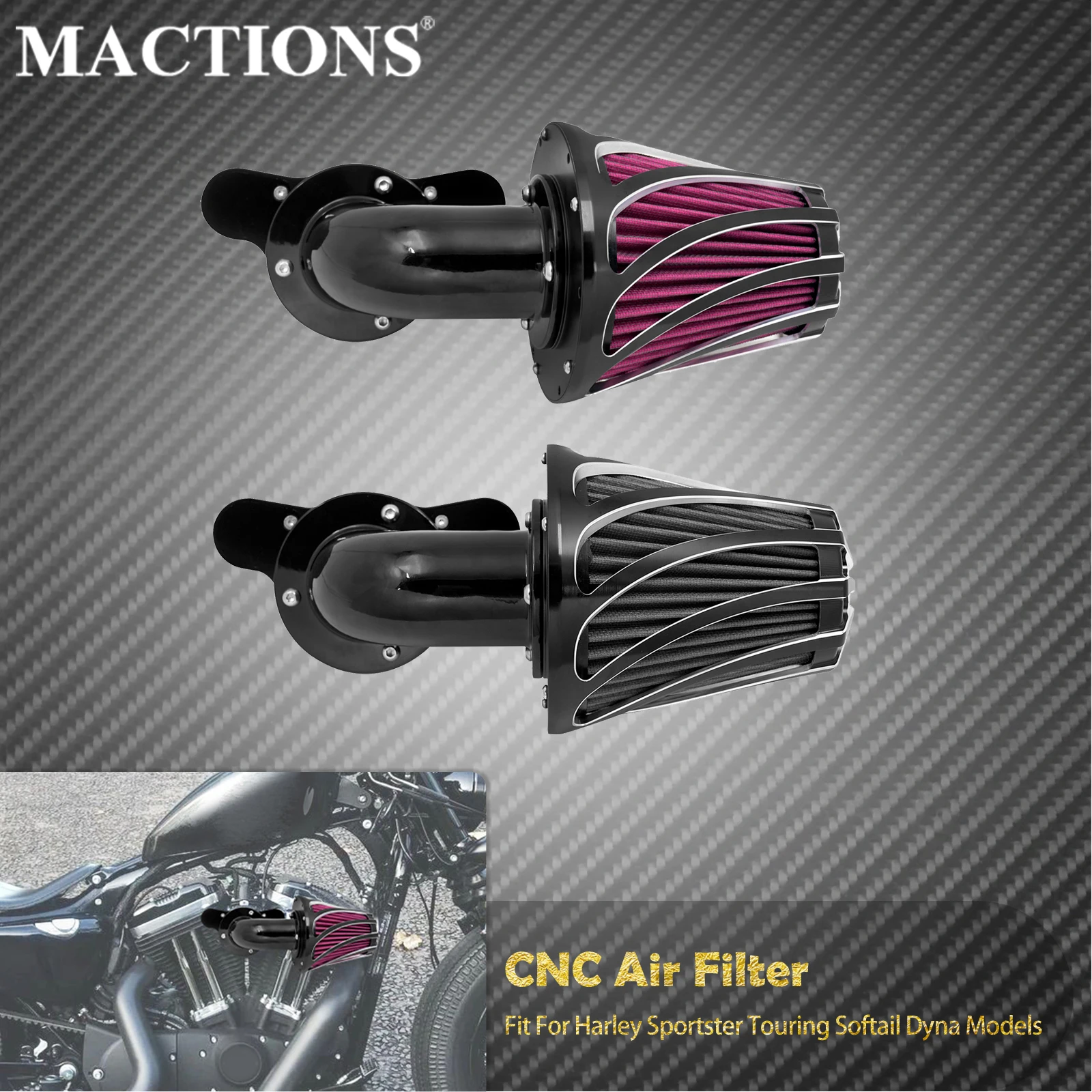 

Motorcycle CNC Air Filter Intake Cleaner For Harley Softail Sportster XL 48 Touring Road King Street Glide Dyna Fat Boy Breakout