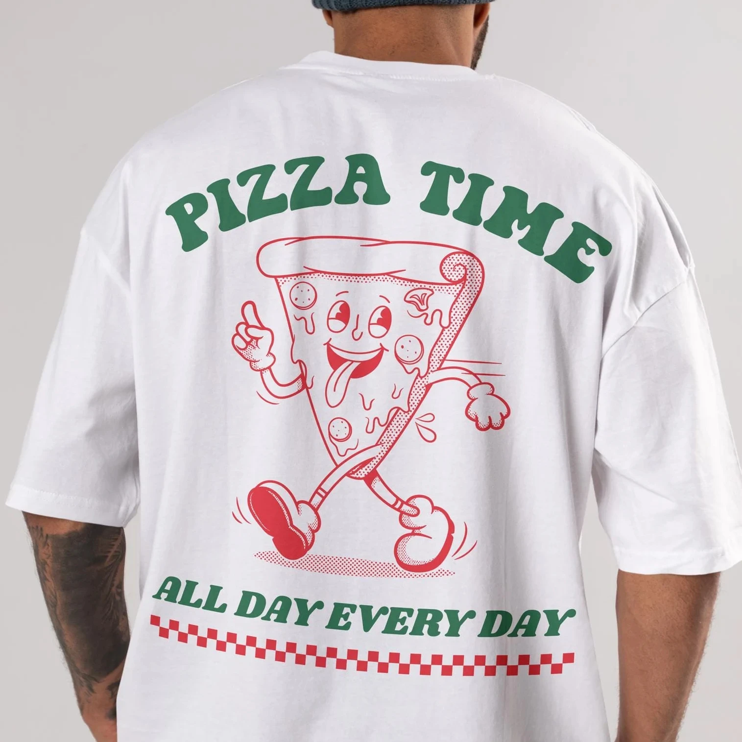 Camiseta de algodón para hombre, divertida camiseta con estampado gráfico de Pizza Time, camiseta Unisex de manga corta con cuello redondo, camisetas informales de gran tamaño, ropa de calle