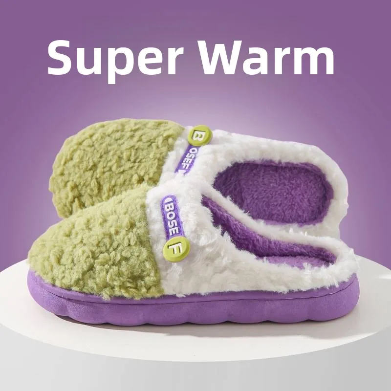 

Comfortable Indoor Men's Slippers Fce Lined Anti-Slip Winter Cotton Home Use Warm Couple Slippers Chinese Ethnic Sle