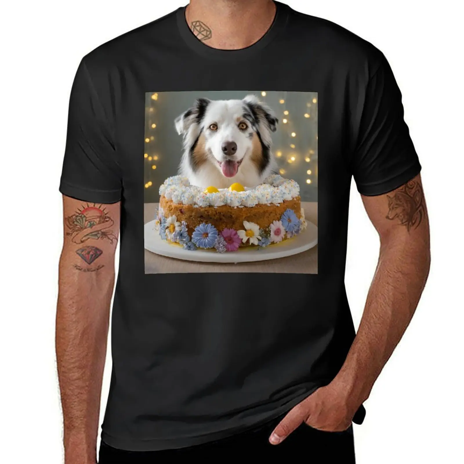 

Australian Shepherd in Lamington Australian cake T-Shirt Short sleeve tee funnys t shirts for men pack