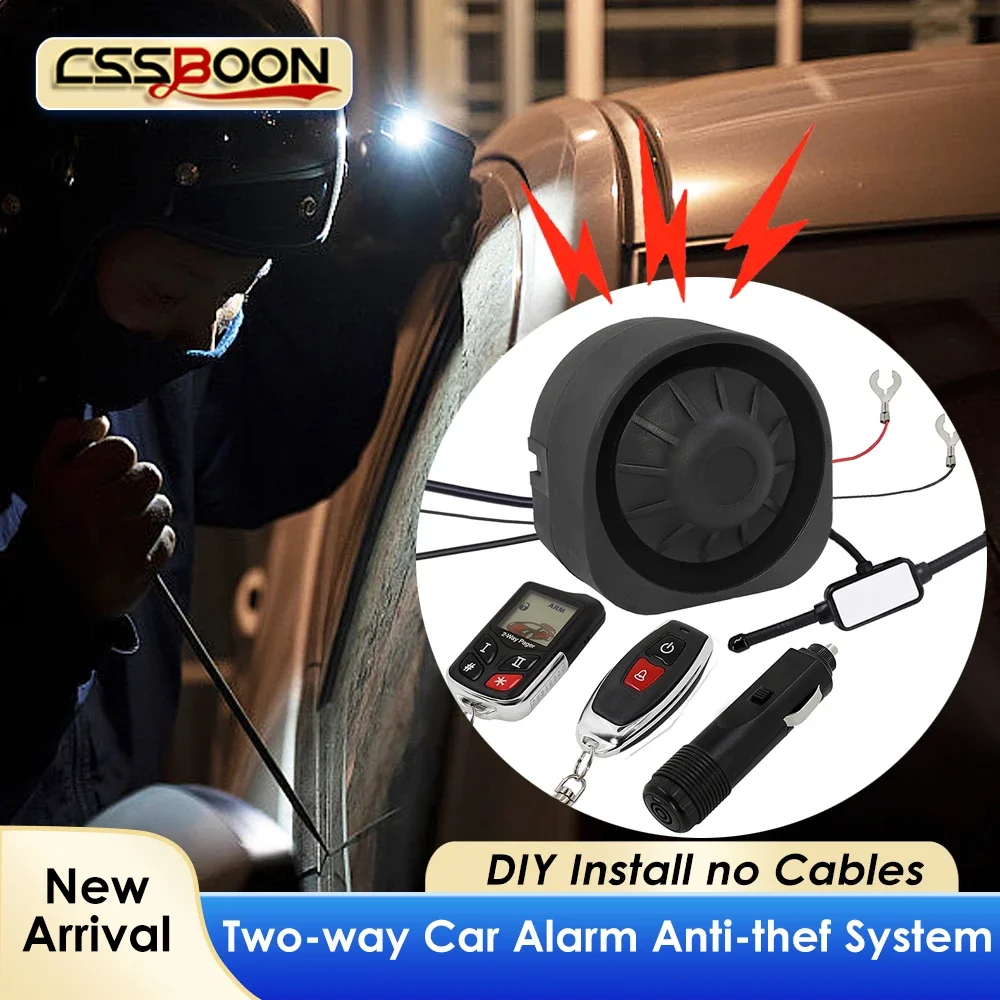 Car Alarm System 2 Way LCD Wireless Air Sensor Vibration Siren Door Trunk Open Alert DIY Install New Car Security