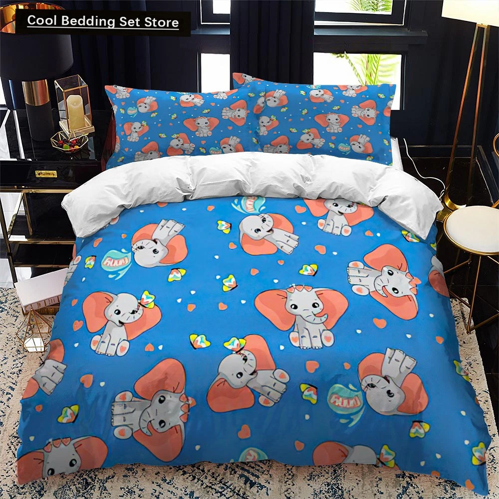 Animal Elephant Cartoon Kids Duvet Cover Queen King Twin Size Bedding Set Wildlife Comforter Cover 2_3pcs Polyester Quilt Cover