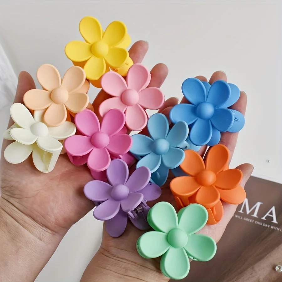 10pcs/set Ladies Matte texture medium flowery claw summer style suitable for thin hair everyday use Ladies gift sweet and lovely