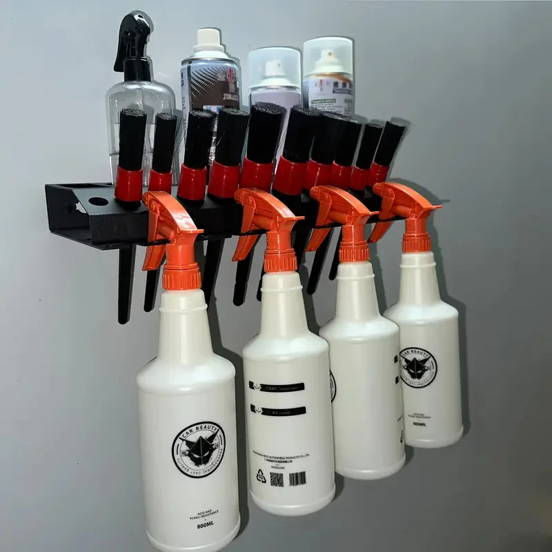 Support de stockage de bouteilles-organisateur de bouteilles de brosse et de pulvérisation de détail, porte-outil pneumatique pour garage, atelier et lavage de voiture
