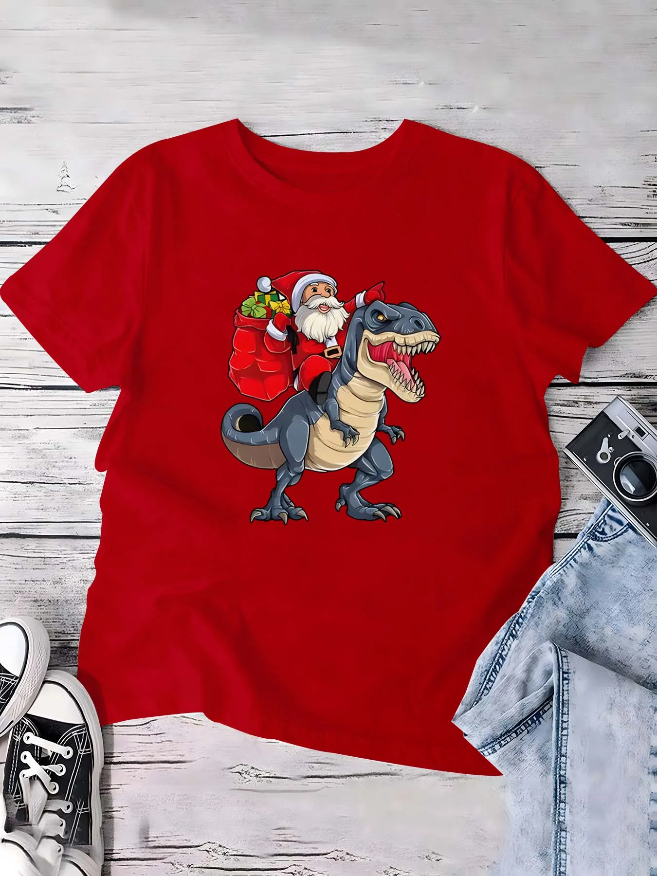 

Plus Size Santa On Dinosaur Chic Apparel Collection Unique Garments Merging Holiday Magic And Edgy Dino Vibes