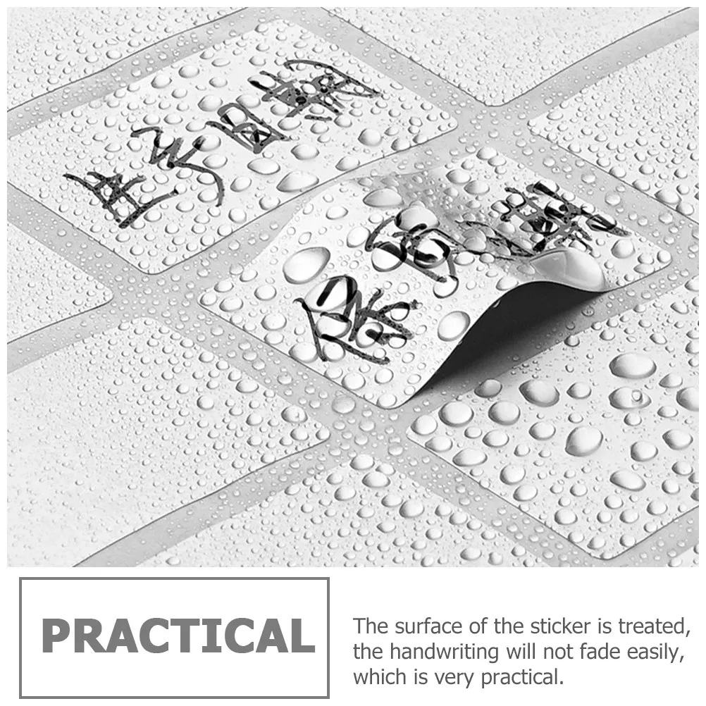 12Sheets Water Resistant Label Stickers Strong Adhesion Surface for Glass Plastic Surfaces Bottle Jar Container