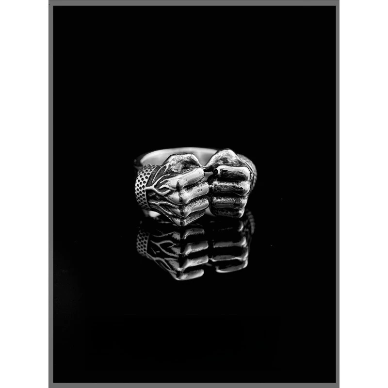

Fitness Personality Domineering Fist Titanium Steel Ring Men's Trend European and American Punk Lucky Ring Retro Boxing