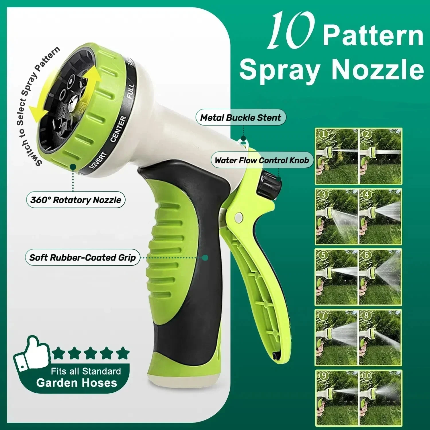 Wąż ogrodowy ze stali nierdzewnej 304, 15 metrów, metalowy, wytrzymały wąż do podlewania z dyszami do ogrodu, na zewnątrz - elastyczny, nie pląta się i nie zginie.