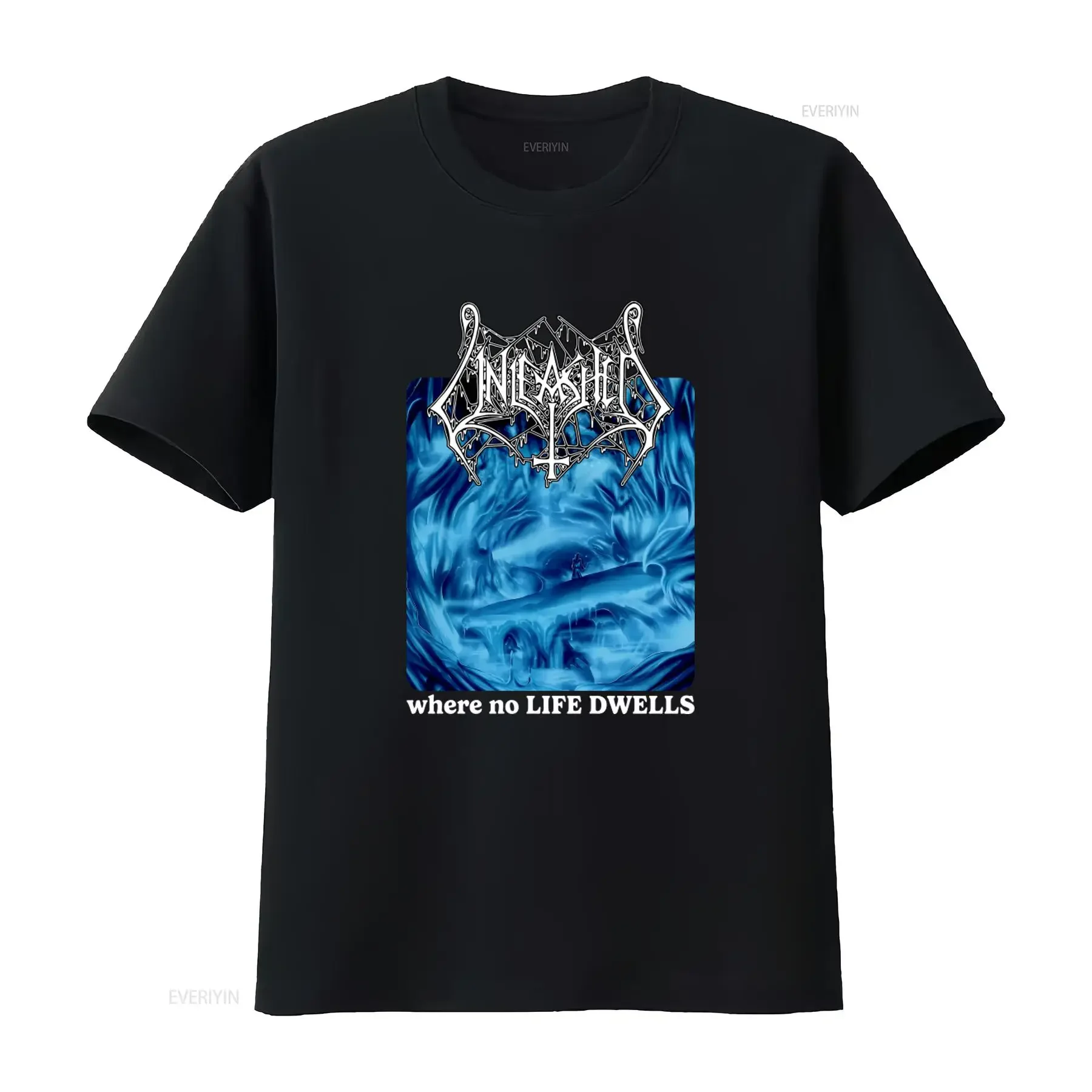 Unleashed Death Metal T Shirt Where No Life Dwells Design Grave Dismember Style vintage Washed graphic Breathable