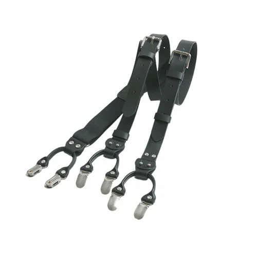 Imagen 2 del producto Tirantes elásticos de cuero de 2,5 Cm para hombre, tirantes con 6 Clips para hombre, tirantes tácticos ajustables, accesorios, arnés para hombre