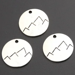 15pcs Zinc Alloy Geology&Geomorphology Mountains Round Charms Pendants For DIY Necklace/Bracelet Jewelry Making A903  SALE