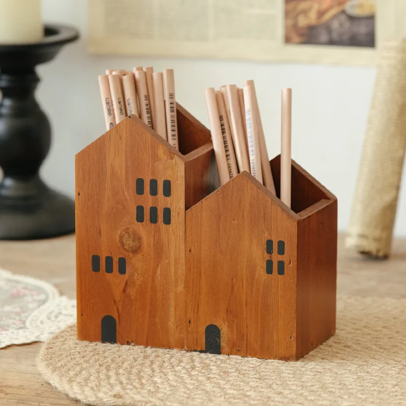 

Zakka Rustic Wooden Desktop Organizer, Multi-Use Storage Box for Succulents Pens & Cosmetics