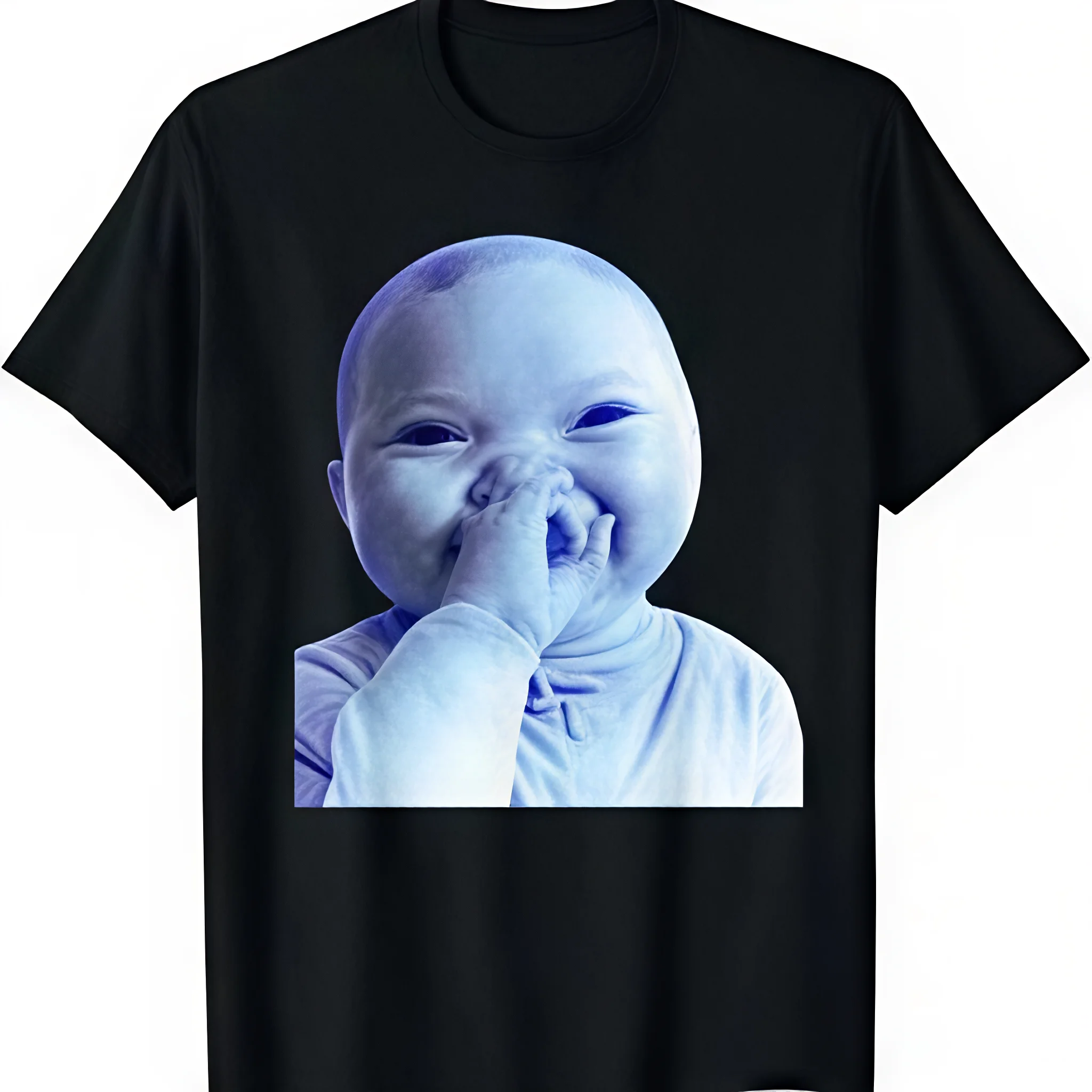 Valentine's Day Gift Cotton Funny AI Baby Holding Laugh Meme Viral Trend T-Shirt