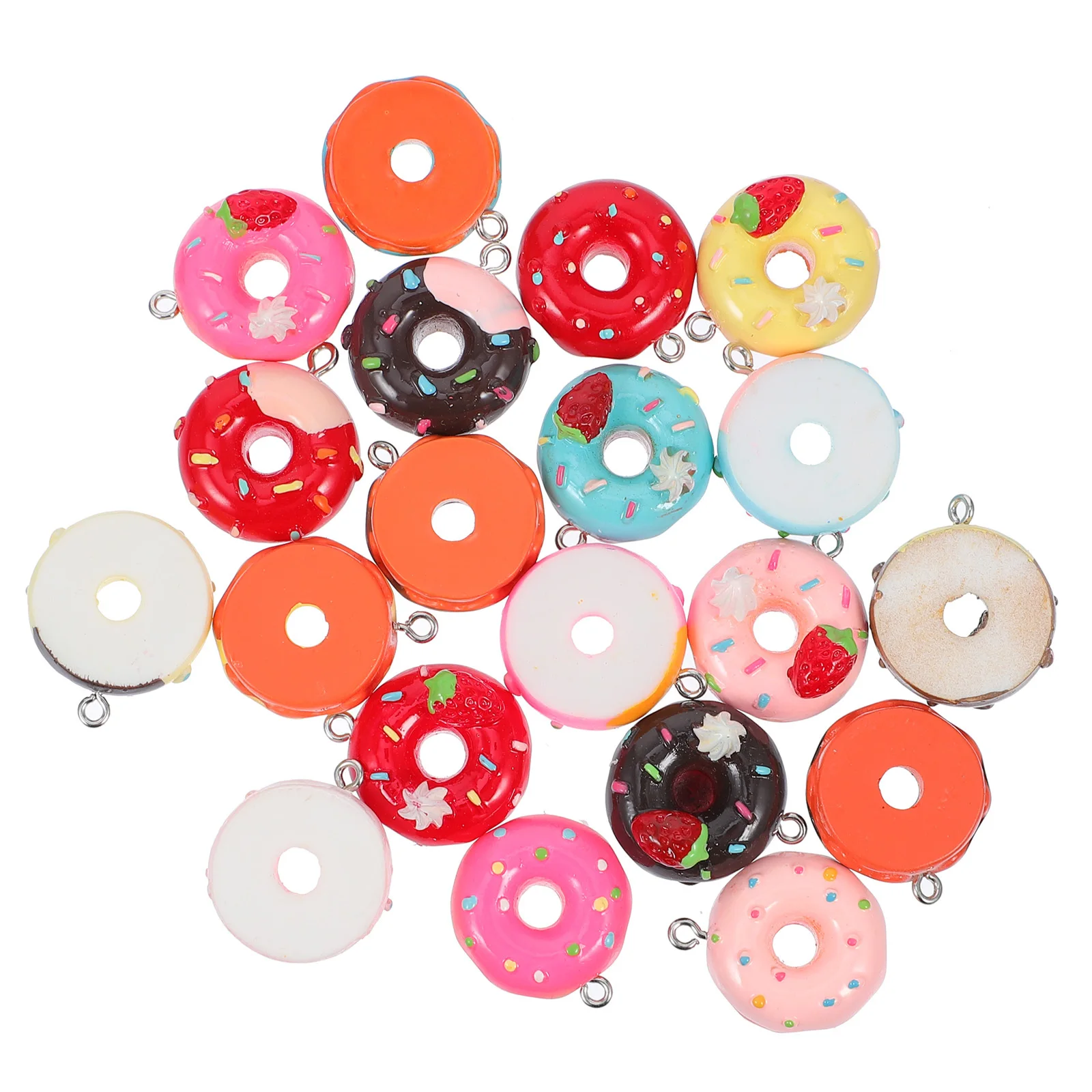 

20Pcs Earrings Pendant DIY Donuts Shaped Jewelry Accessories for Women Resin Alloy Craft Keychain Necklace Making Kit