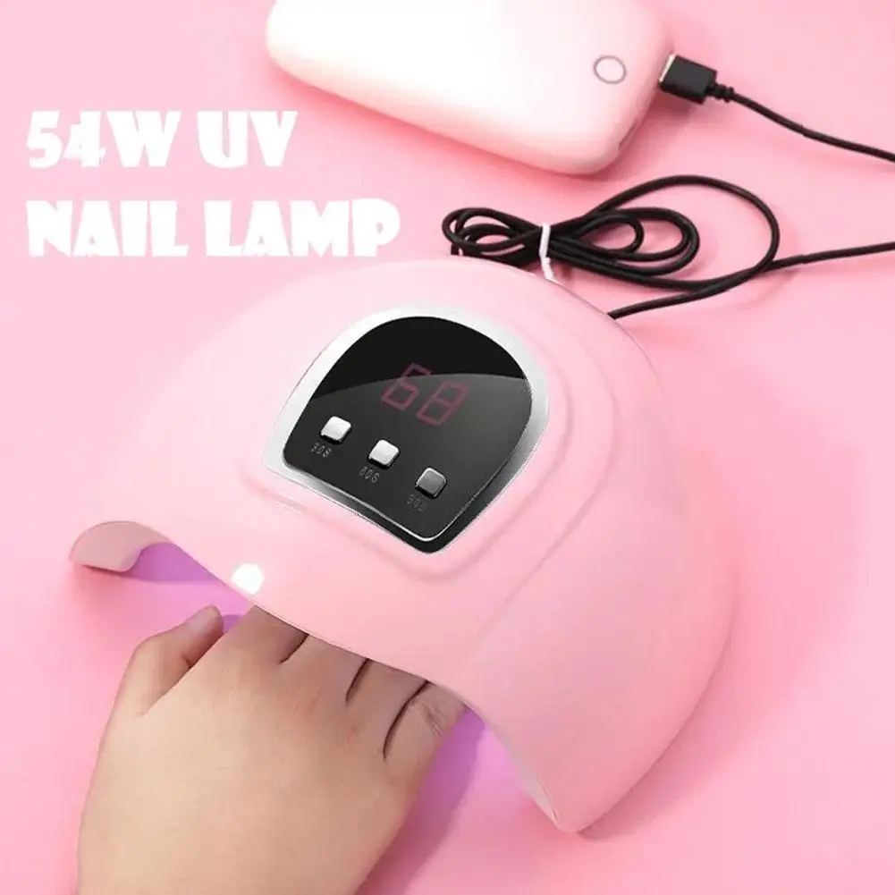 54w Nail Dryer Machine Portable Usb Cable Home Use Nail Lamp For Drying Curing Nails Varnish With 18pcs Beads Uv Led Lamp B9p7