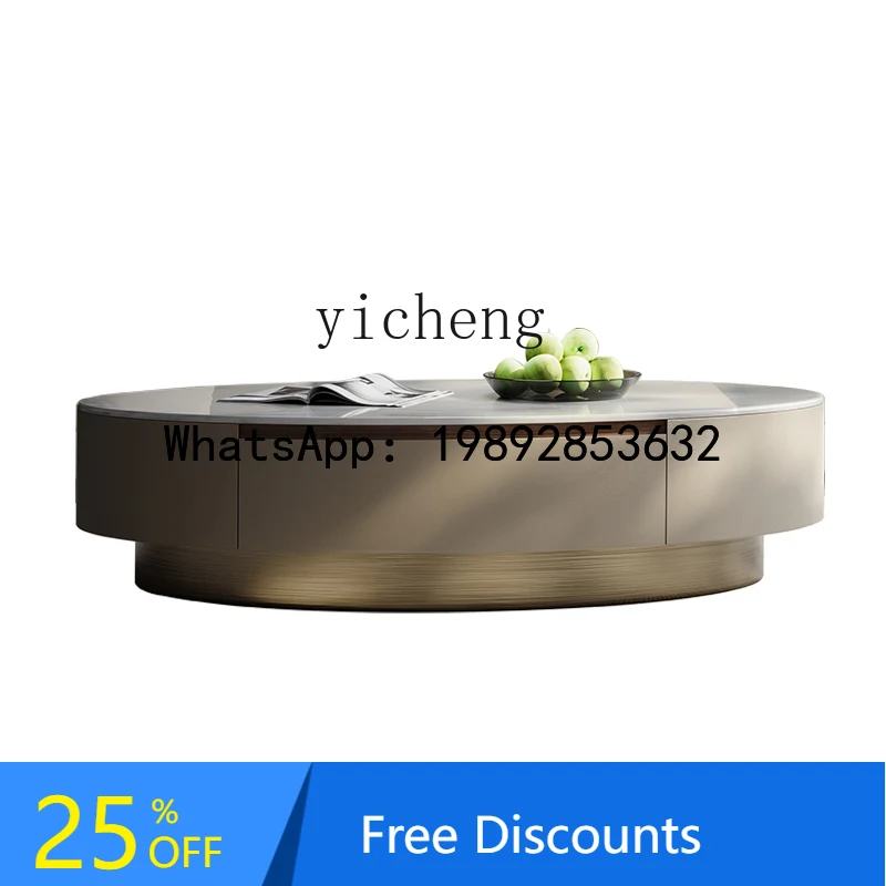 Oval Coffee Table for Living Room Home Use Light Luxury High-End Marble