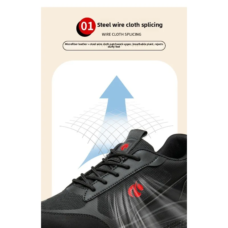أحذية حماية العمل للرجال مضادة للتحطيم ومضادة للثقب ونعل ناعم غير متعب وقابلة للتنفس ومقاومة للاهتراء وحماية آمنة