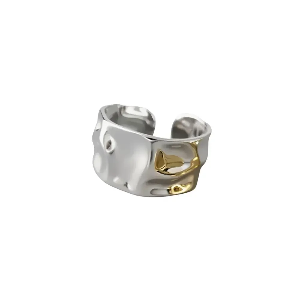 3pcs Stackable Resizable Stainless Steel Wave Cuff Ring Set