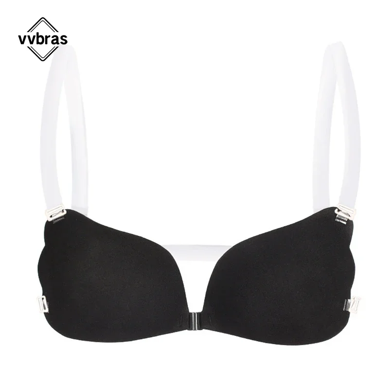 Nipple Cover Invisible Bra Push Up Silicone Bra for Wedding Sticky Reusable with Transparent Straps Backless Bikini Lingerie