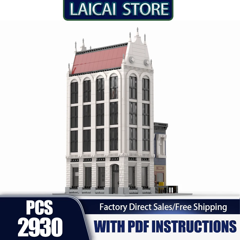 City Street View Moc Building Blocks Modulare Vecchio ufficio Mattoni da costruzione Modello Assemblaggio fai-da-te Giocattolo da costruzione Vacanze Compleanno Regalo