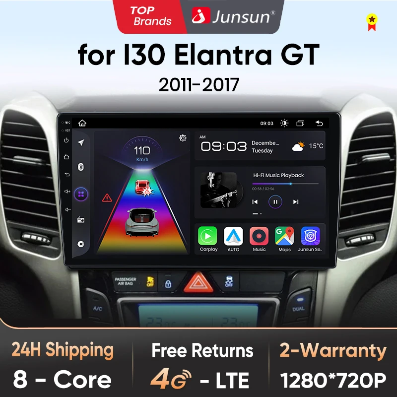 Junsun V1 Wireless CarPlay Android Auto Car Radio –评测 i Rekomendacja dla Kierowców Hyundai I30, Elantra GT 2011-2017