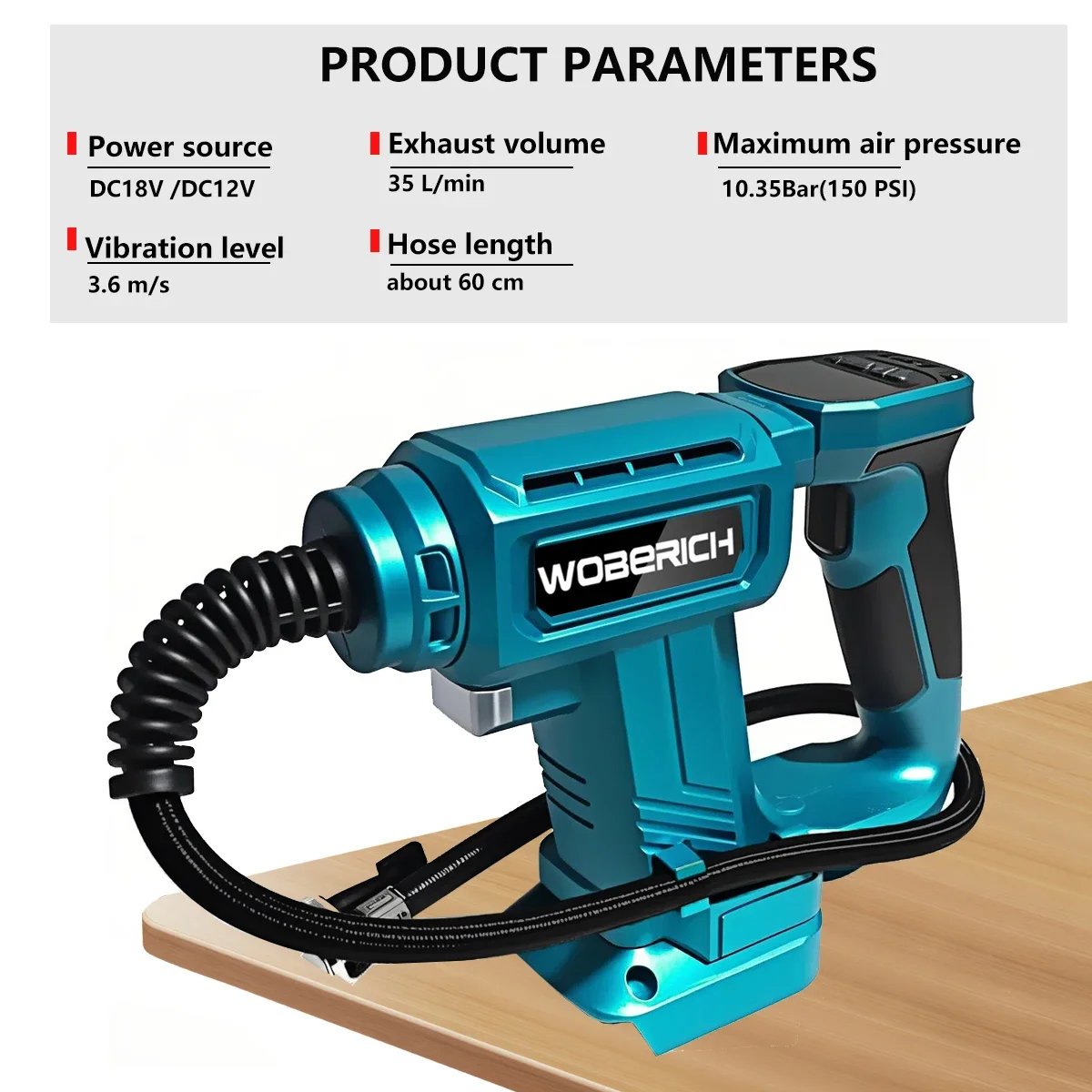 

Portable Cordless Tire Inflator For 18V Battery Electric Air Pump Handheld Air Compressor For Car Bicycle Tires Ball