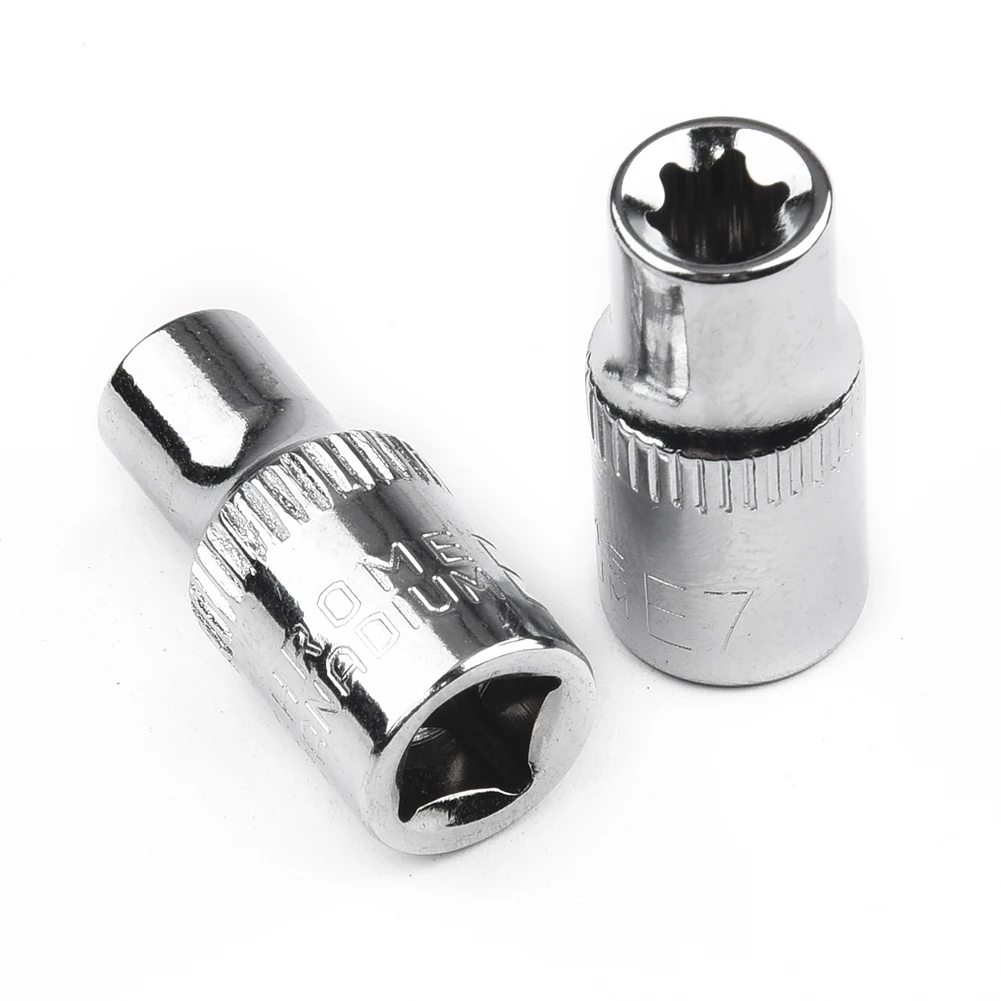 6 Piece For Torx Star E Socket Set 1/4 Inch Drive Includes E4 E5 E6 E7 E8 E10 Sizes for Star Pattern Fastener Engagement