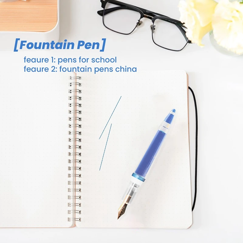 Nib Fountain Pen com Conta-gotas, Alta Capacidade, Canetas Transparentes, Escritório Material Escolar para Estudante, Escrita Presentes, Papelaria, 0,5mm