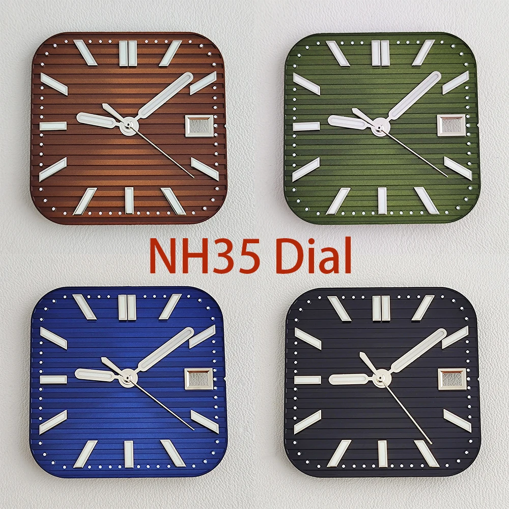 

29.5mm NH35 dail horizontal striped square retro watch dial case suitable for NH35/36 automatic movement watch accessories