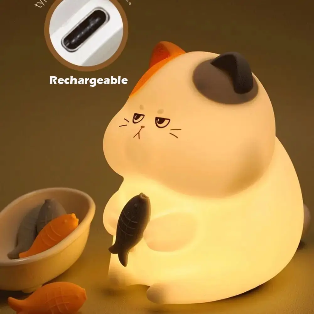 High Quality Silicone Cat Night Light Dimmable Rechargeable Touch Light Adjustable in 7 Colors Cordless Kids Room Decor Light