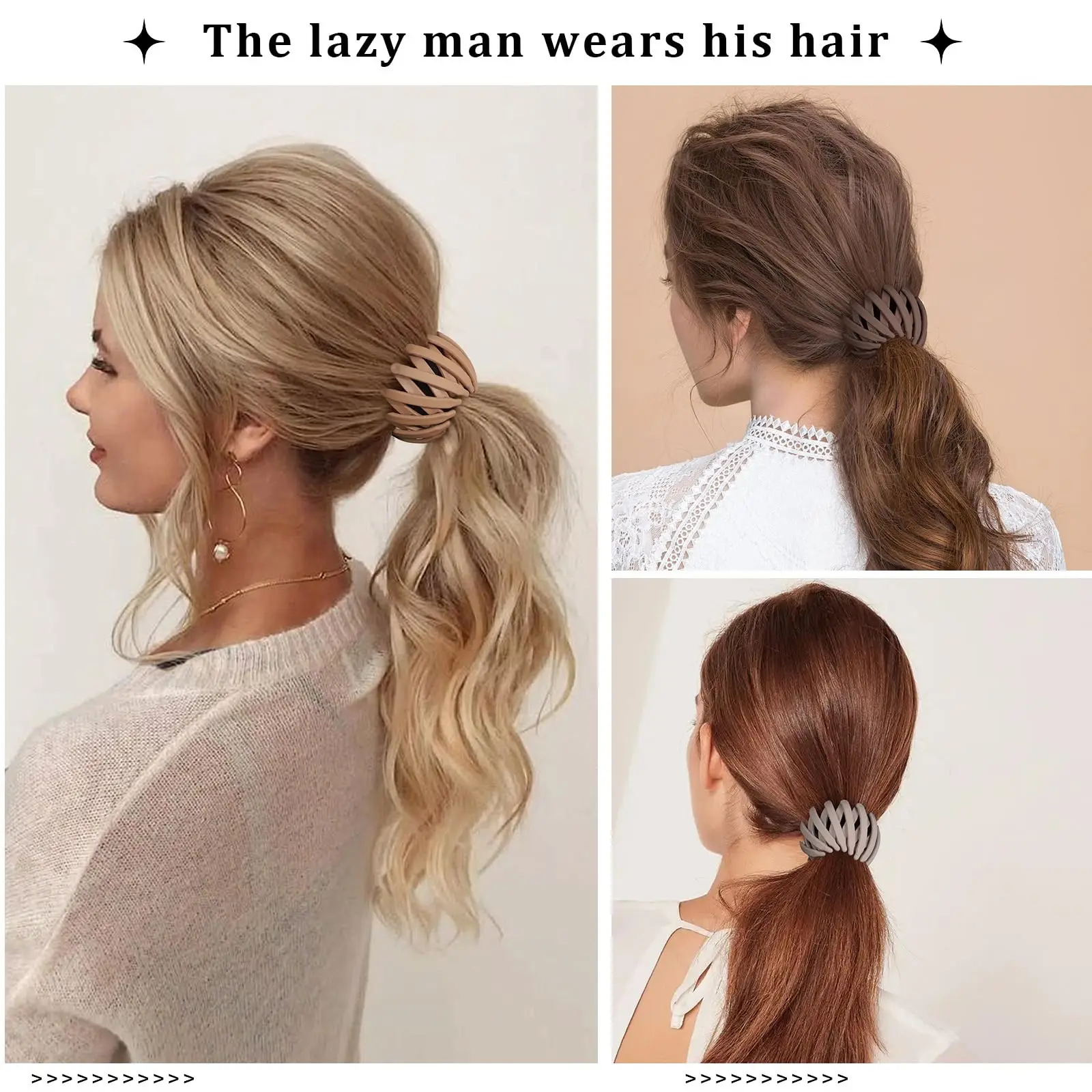 6 قطع من مشابك الشعر السحرية على شكل عش الطيور، عش الشعر لحاملات ذيل الحصان القوية، إكسسوارات الشعر للنساء والفتيات