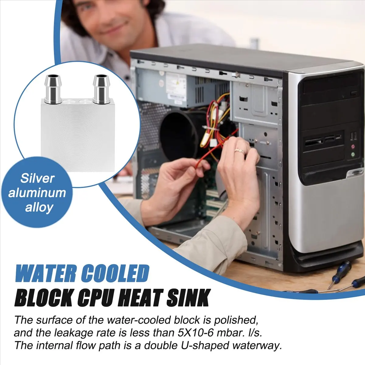 ABAN Aluminum Water Cooling Block 40X40X12mm Cooler for Computer CPU Radiator