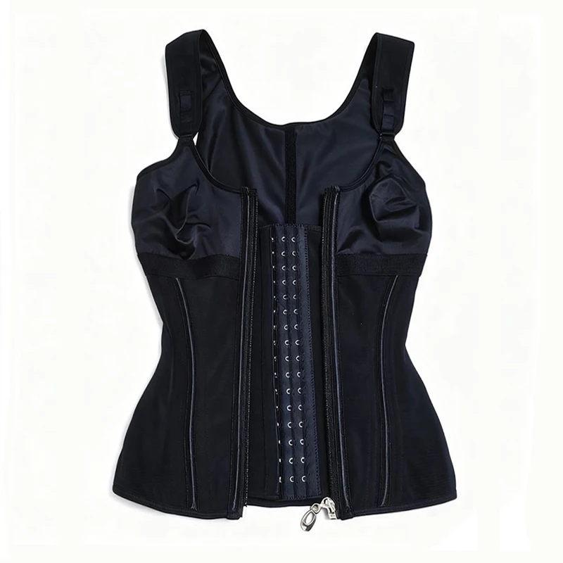 Shapewear für Damen, kolumbianischer Fajas, Taillentrainer, Bauchkontrolle, Weste, Body Shaper, 17 Stahlknochen, 3-reihige Haken, Reißverschluss, verstellbarer Riemen – Detail 8