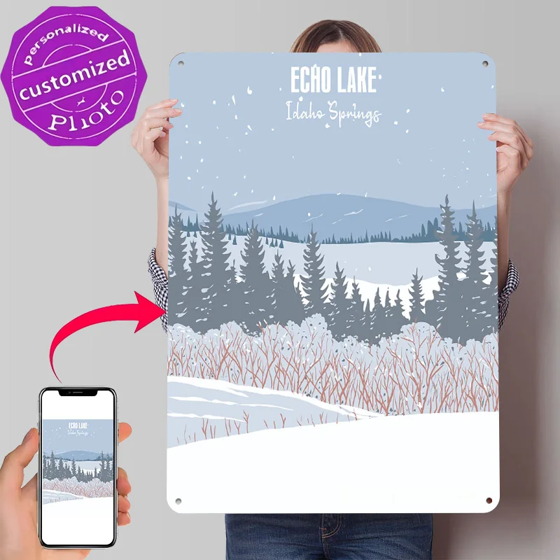 Echo Lake Idaho Springs 3D Printed Texture Poster Personalized Wall Art Retro Metal Tin Signs for Decoration Bedroom Accessories