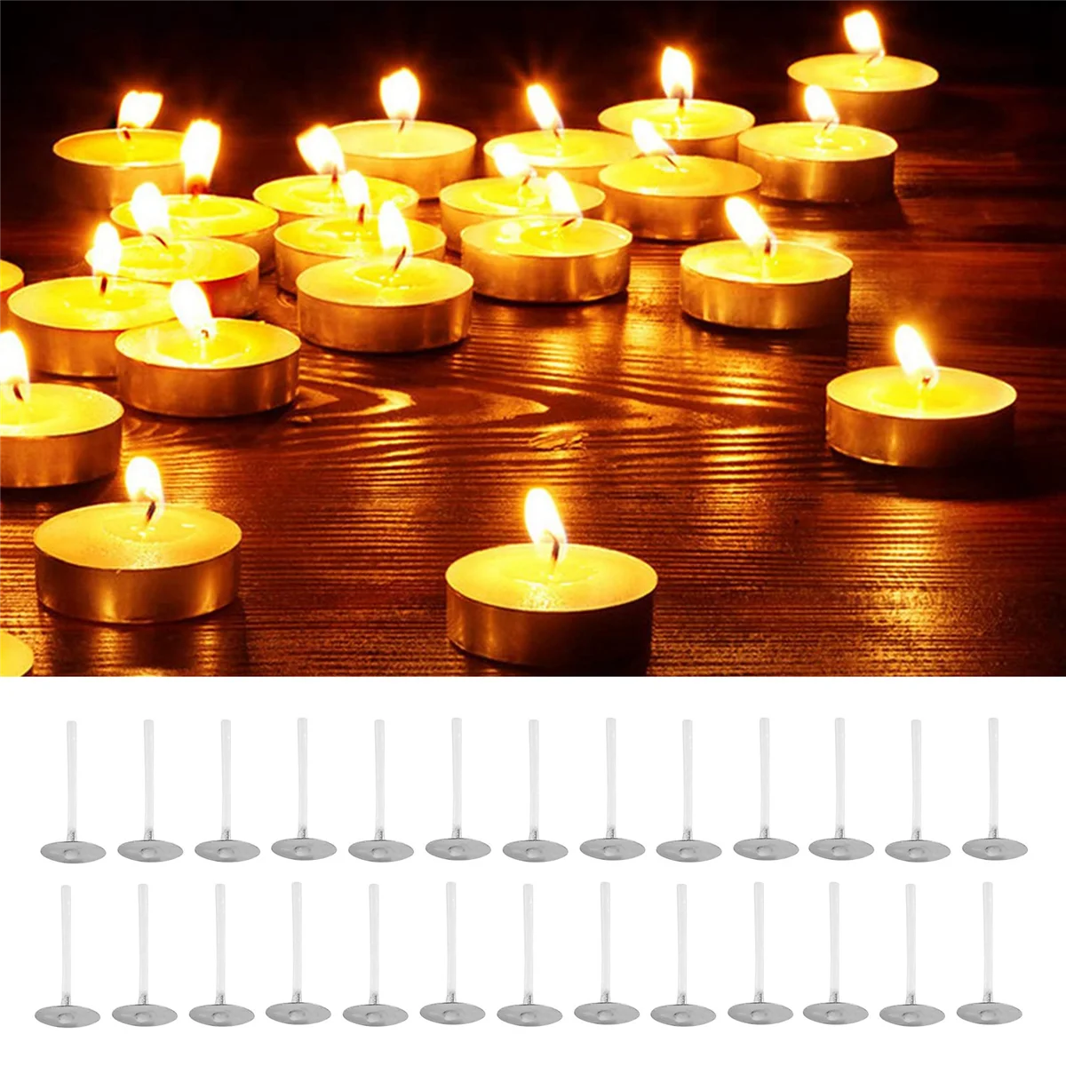 High-end 1000Pcs/Lot Candle Wicks 1 Inch Low Smoke Candle Wick with Metal Tabs Tea Light Wicks for Candle Making