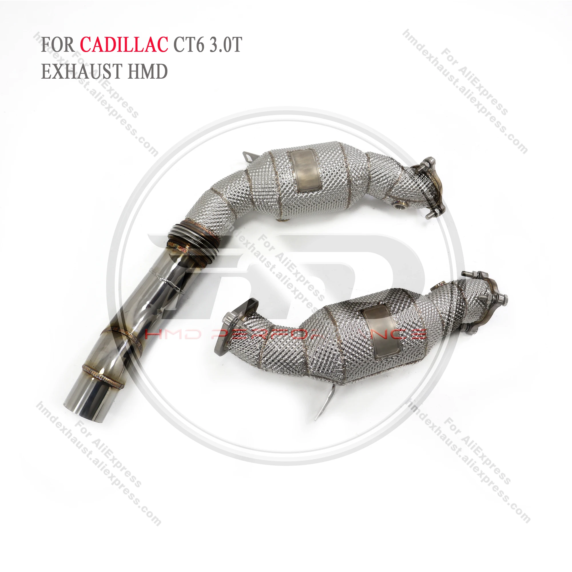 HMD Exhaust System High Flow Performance Downpipe for Cadillac CT6 3.0T With Heat Shield Racing Pipe