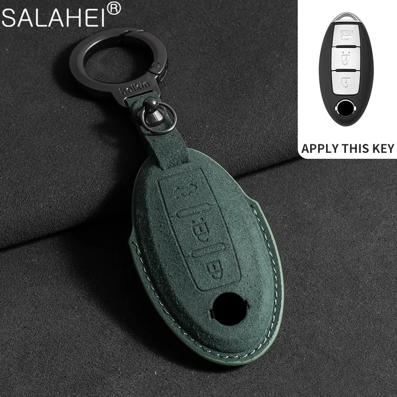 High Grade Suede Car Key Case For Nissan Sylphy Teana Qashqai Pathfinder Versa Tidda 14th 2021 Murano Rogue X-Trail Keychain Bag