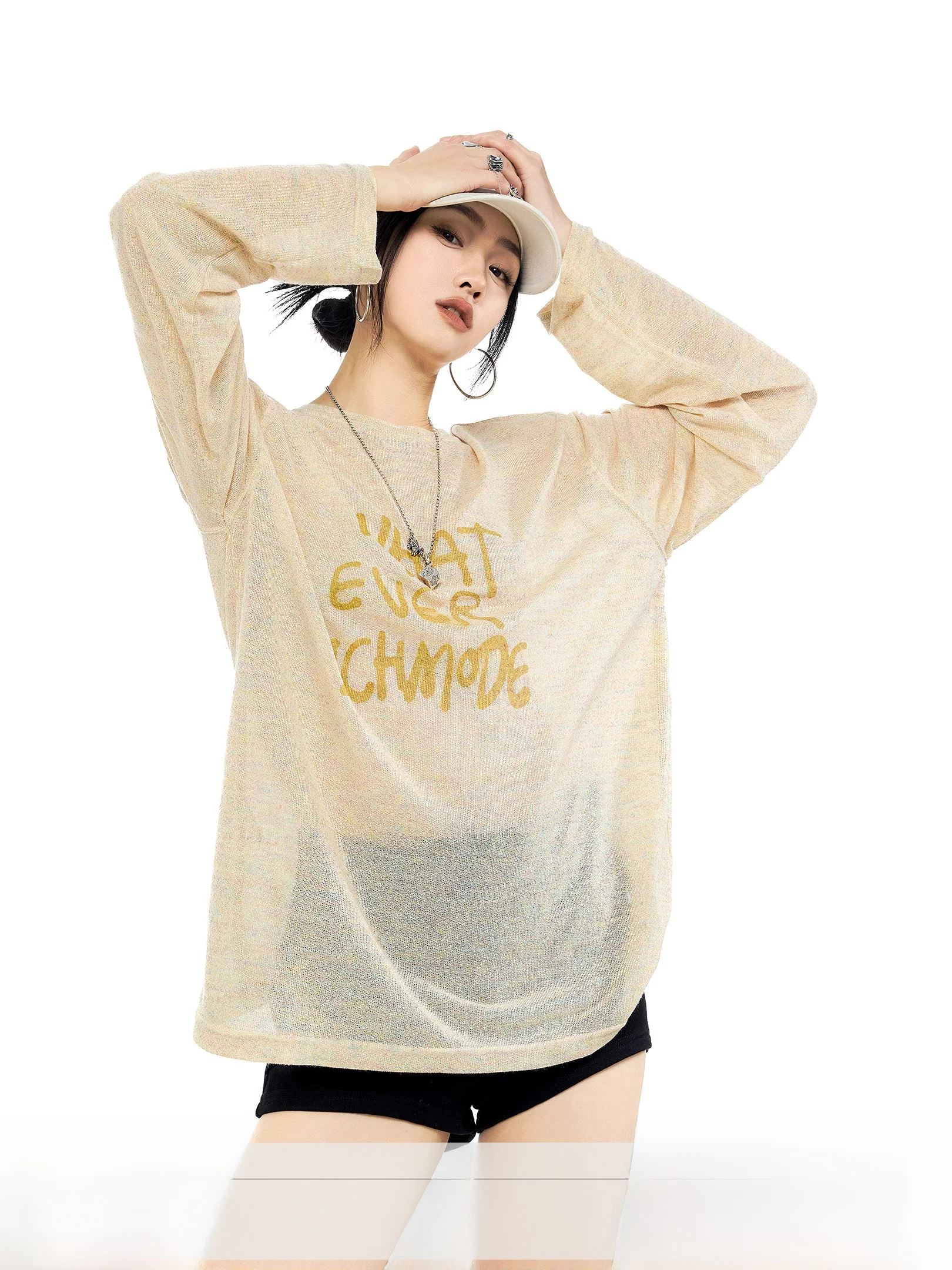 

Lightweight Linen Long Sleeve T-Shirt Women's Summer New Knitted Cover up Physical Sun Protection Shirt Top